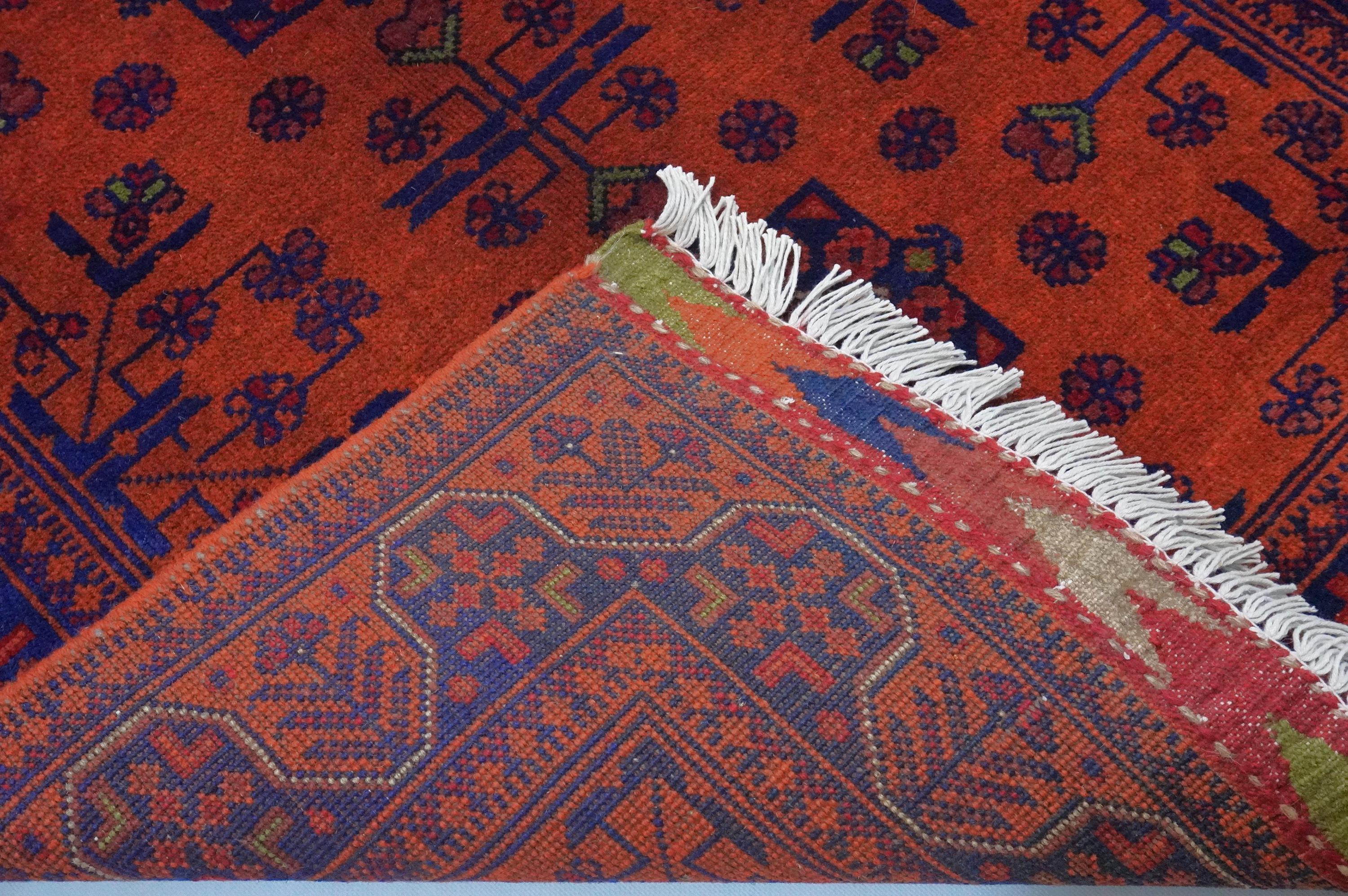 3x5 オレンジ アフガンラグ/アフガニスタン 高級ウールラグ/部族