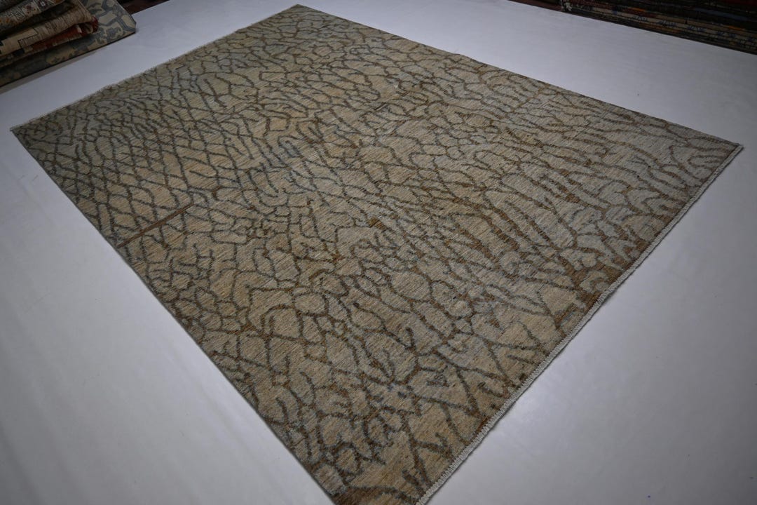 Natural Afghan Rug 6x9 Modern Gabbeh Rug/ Turkmen Handmade Rug