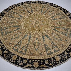 8x8 ft Round Rug/ Square Square Rug/ Fine Quality Hand knotted Soft Pile Wool Rug/ Afghan Bijdar Rug/ Oriental Oushak Rug/ Living Room Rug