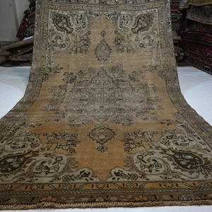 1900s Antique Rug 5&#39;1x8&#39;5 ft Afghan Rug/ Handmade Wool Rug/ No Pile Distressed Faded Rug/ Oriental Rug/ Caucasian Rug/ Living Room Rug 5x9