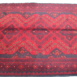 2&#39;8x3&#39;9 ft Afghan Rug/ Turkmen Bukhara Rug/ Handmade 100% Wool Area Rug/ Oriental Rug/ Ethnic Khal Muhammadi Rug/ Bedroom Rug Office Rug 3x4