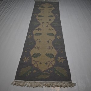 2 x 8 ft löparmatta/ Beige afghansk flatvävd Kilimmatta/ Turkmensk handgjord ullmatta/ 70 x 250 cm Vegetabiliska färgämnen Matta/ Turkmensk matta/Löpare i korridoren bild 2