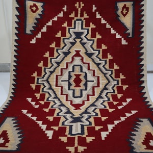 Handwoven Area Rug 5x7 Southwestern Modern Rug, Red Kilim, Living Room Rug, Geometric Rug, Wool Rug, Turkmen Flat Woven Floor, Persian Rug