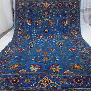 Tappeto Bijdar blu reale 7x10 / Tappeto Sultani floreale turkmeno / Tappeto di lana fatto a mano di alta qualità / Tappeto orientale afgano / Tappeto per camera da letto e soggiorno