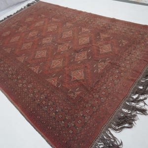 7x9 Terracotta 1920s Antique Rug 6&#39;5x9&#39;4 ft Afghan Handmade Wool Rug/ Chinar Gull Rug/ Turkmen Tribal Rug/ Dining Table Rug Living Room rug