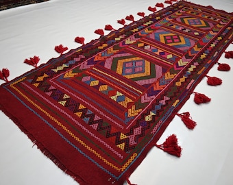 2'4 x 8フィートのヴィンテージランナーラグ、幾何学模様の