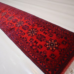 1&#39;9x9&#39;9 Afghan Bukhara Rug 50x295 cm Stunning Khal Muhammadi Runner Rug/ Oriental Turkmen Rug/ Hallway Runner Kitchen Runner/ Office Runner