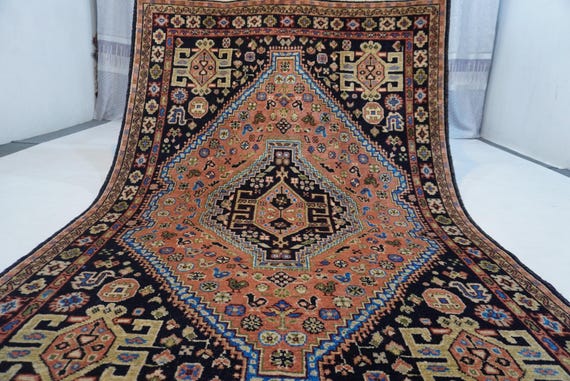 5x7 Terracotta Rug/ Afghan Caucasian Pictorial Rug/ Turkmen Handmade Wool Rug/ Antique Pattern design New Rug/ Rug for Bedroom/ Living Room