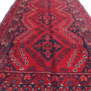 3x4 Vintage Bukhara Rug 2&#39;5x4 ft Authentic Turkmen Khal Muhammdi rug/ Afghan Handmade Wool Area Rug/ Oriental Rug/ Rug for Bedroom/ Office