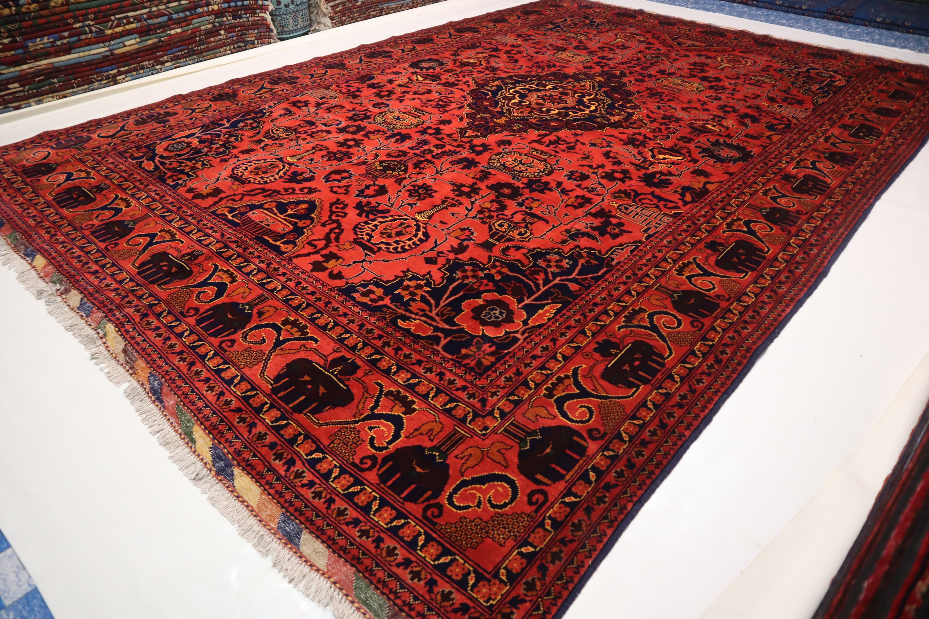 8x12 レッド 大型トルクメン ゼルカーキラグ/アフガニスタン