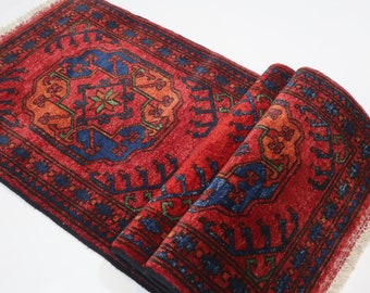 1&#39;8x5&#39;0 Afghan Bukhara Rug 50x150 cm Stunning Elephant foot design Runner/ Oriental Turkmen Rug/ Rug for Kitchen/ Office/ Hallway Runner 2x5