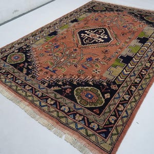 Antique Pattern Rug/ Caucasian Terracotta Pictorial Rug 6x8 Afghan Handmade Wool Area Rug Turkmen Tribal Rug/ Oriental Rug/ Living Room Rug