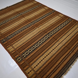 Terracotta Brown Rug 5x7 Vintage Area Rug/ Afghan Handmade Wool Rug/ Flatweave Kilim Rug/ Turkmen Tribal Antique Striped Area Rug Office Rug