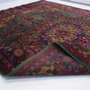 8'5x10 ft Afghan Vintage Rug/ Turkish Heriz design Rug/ Soft Pile Medallion Area Rug/ Green Red Handmade Wool Rug/ Living Room/ Bedroom Rug image 5