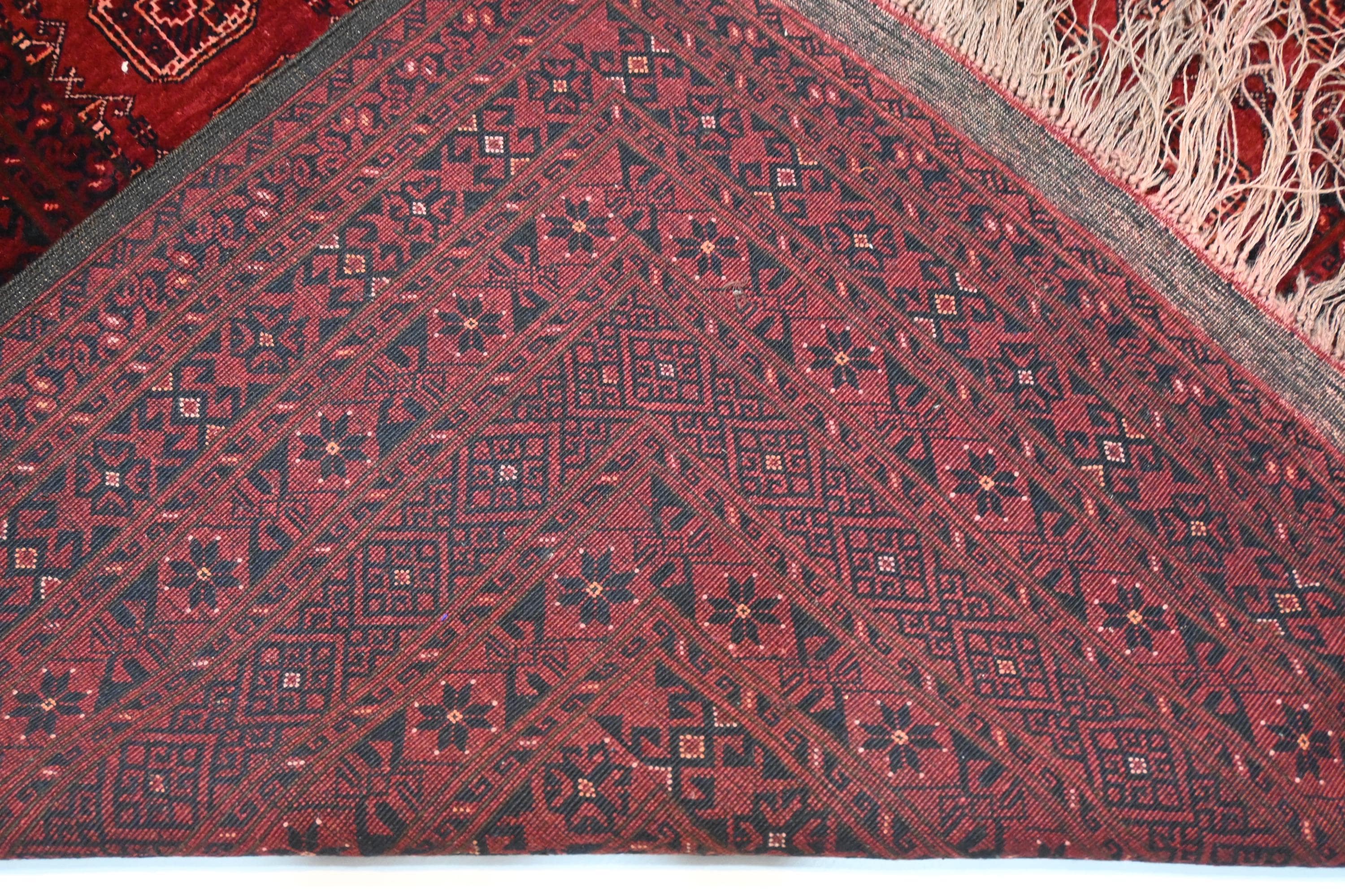 1920年代の大型アフガンラグ 7x10 トルクメン ハンドメイドウールラグ