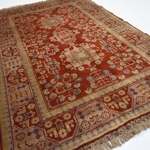 3x4 Red Bukhara Rug/ Afghan Fine Turkmen Hand Knotted Wool Area Rug/ Oriental Rug/ Rug for Kitchen/ Bedroom/ Office Rug 85x125 cm Carpet