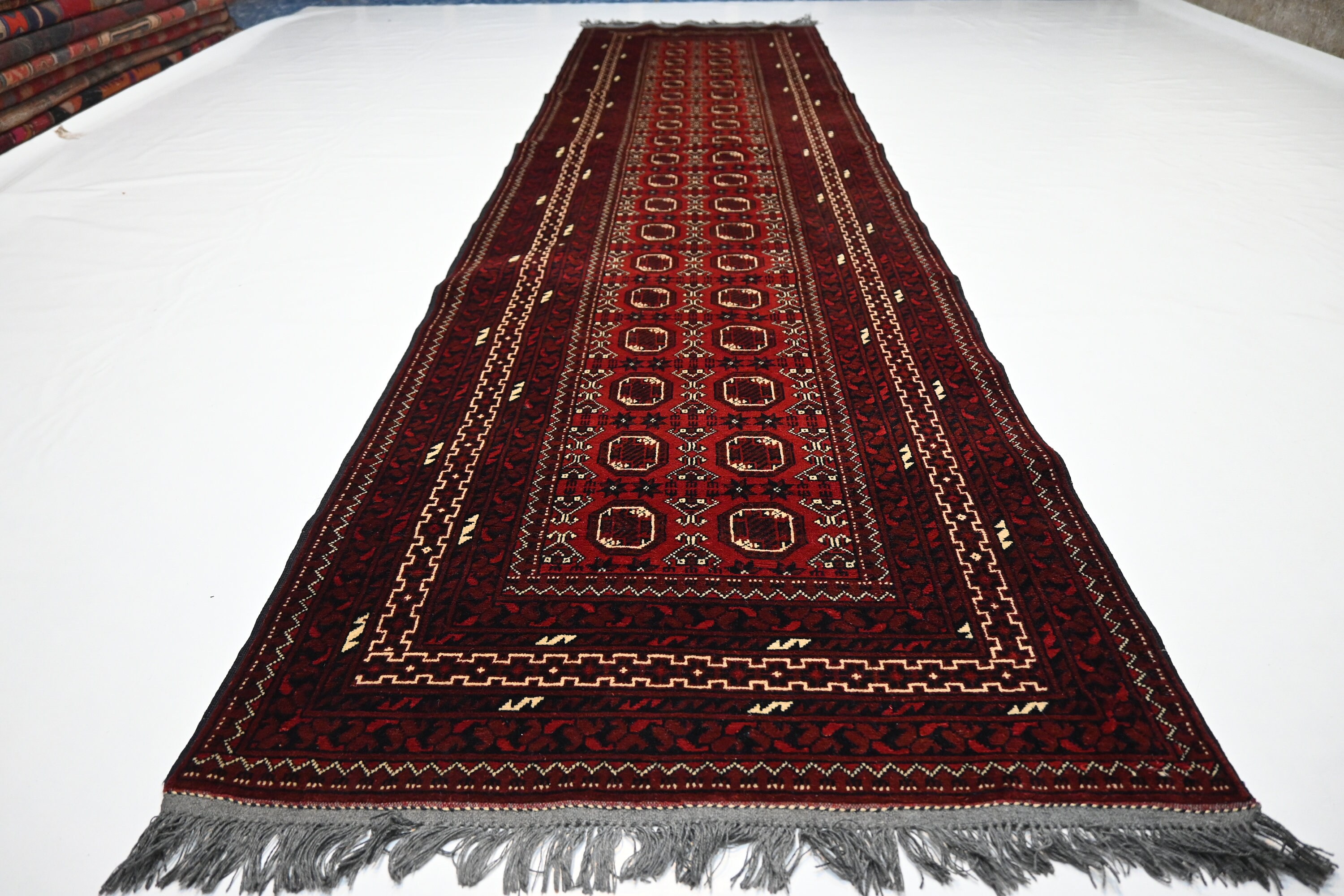 10 Ft Runner Rug/ Turkmen Tribal Rug/ Afghan Handmade Wool Rug/ Vintage ...