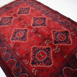 3&#39;5x5&#39;2 ft Afghan Super fine Quality Bukhara Rug / Turkmen Hand Knotted Wool Area Rug / Tribal Rug / Vintage Rug / Oriental Rug / Office Rug