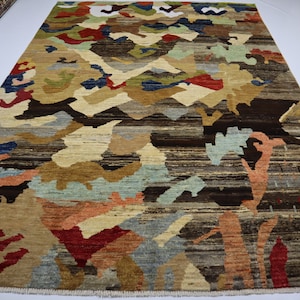 7x10 Gabbeh Area Rug/ Persian style Hand knotted wool Veg dye Rug/ Rugs for Living room/ Bedroom rug/ Landscape rug/ Oriental Afghan Rug