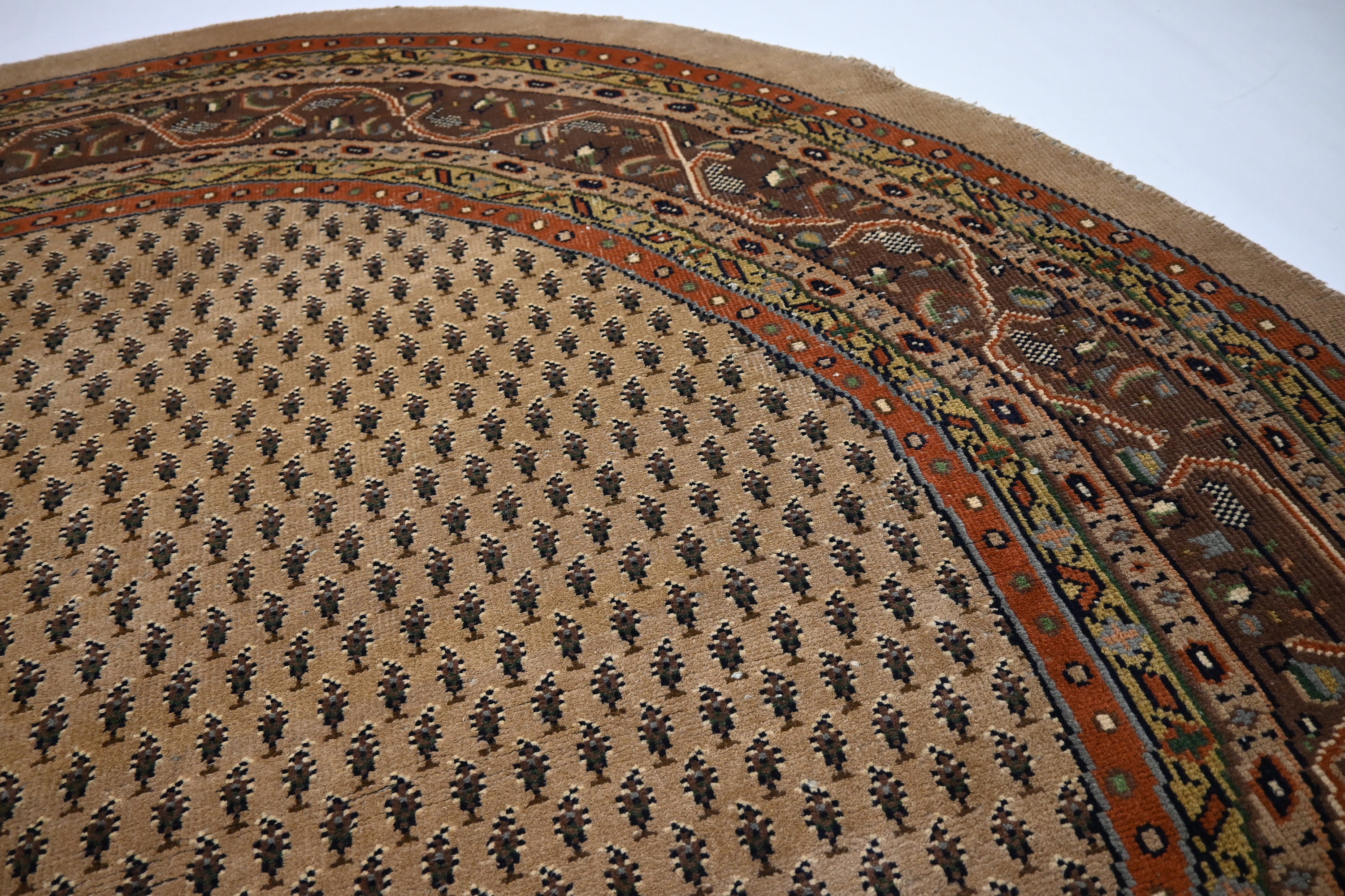 8x8 Round Rug/ Afghan Vintage Round Rug/ Hand Knotted Wool Geometric ...