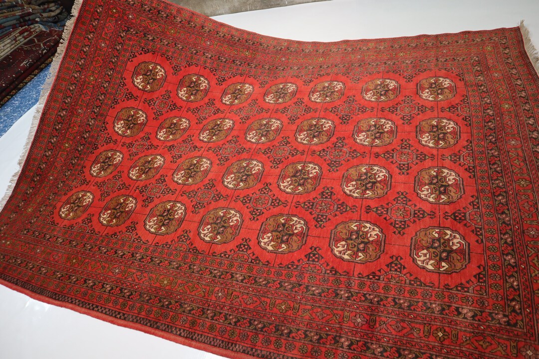 Chinese Rug 1950 1950s Antique Rug in Excellent Condition 6'8x9'4 Afghan Handmade Wool ...