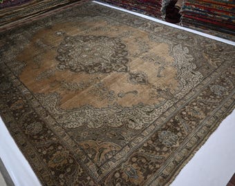 "Terrakotta Antik Teppich / Afghan Medaillon Kaukasier Teppich / Turkmenischer Teppich / Heriz Teppich / Schlafzimmer 10x13"