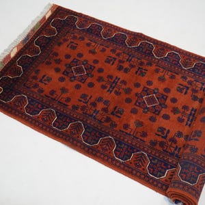 Orange 9 ft Runner Rug/ Afghan Vintage Bukhara rug/ Handmade Wool Rug/ Oriental Rug/ Turkmen Tribal Rug/ Soft Pile Hallway runner 2&#39;10x8&#39;5&quot;