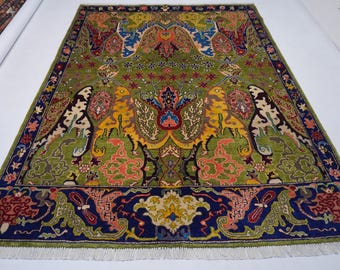 6x8 Green Serapi rug/ Afghan Fine Quality Wool Rug/ Turkish Bijdar Handmade Rug/ Oriental Rug Natural dyes Rug/ Bedroom Rug/ Living Room Rug