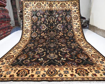 7x10 Black Oushak rug/ Afghan Fine Quality Wool Rug/ Handmade Rug/ Oriental Ziegler Rug/ Natural Veg dyes Rug/ Living Room/ Dining Table Rug