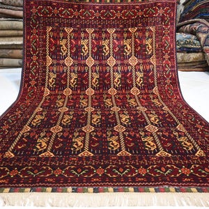 Afghan Rug/ 7x5 Turkmen Ala Bakhmal Rug/ Handmade Wool Rug/ Top Quality Rug/ Oriental Area Rug/ Geometric design Rug/ Bedroom Rug