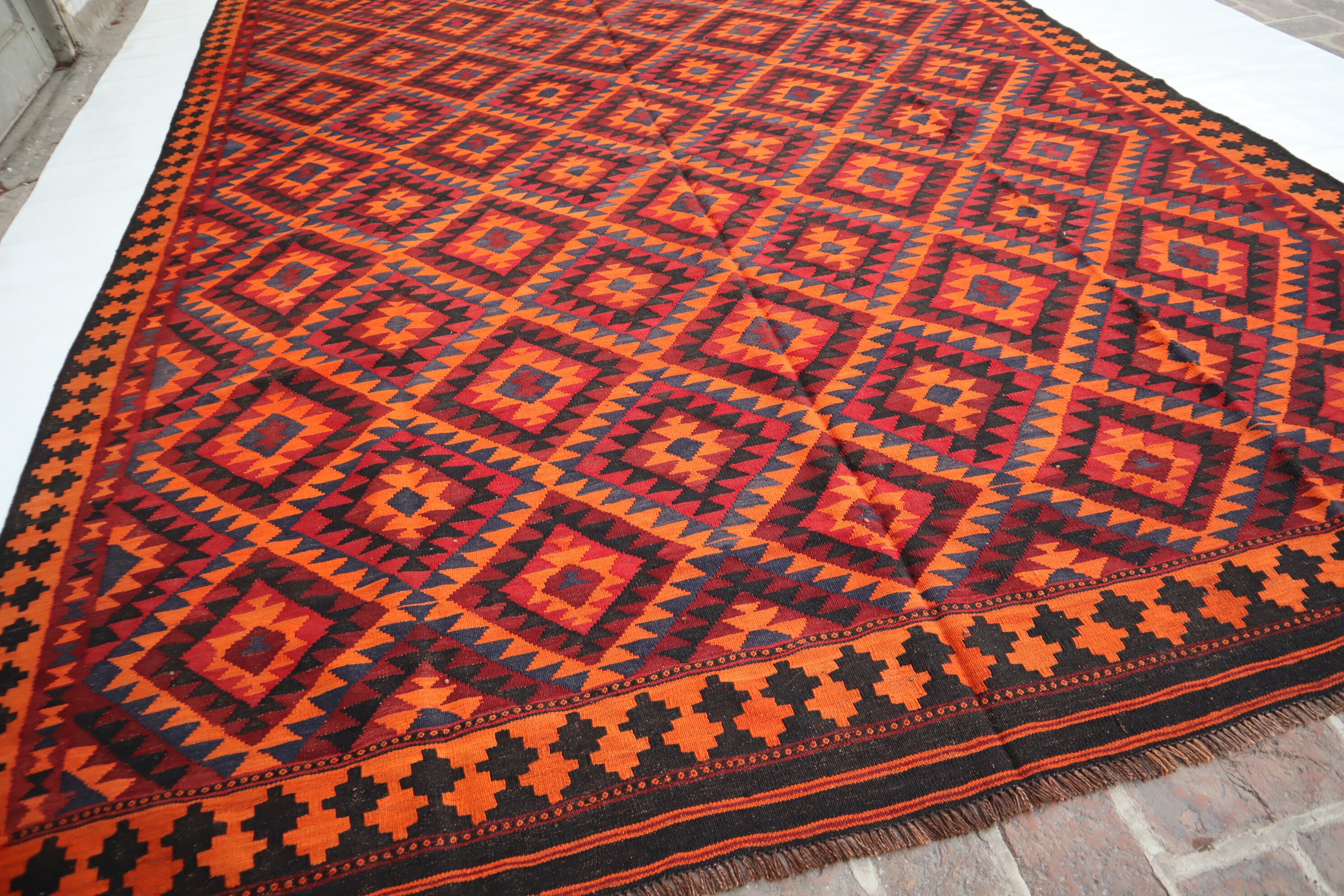 16x8 Ft Afghan Large Vintage Ghalmoori Kilim Rug/ Handmade