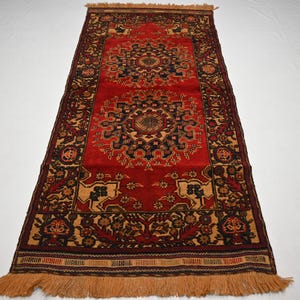 3x6 Afghan Vintage Rug/ Geometric Floral Berjesta Rug/ Handmade Wool rug/ Oriental Turkmen Rug/ Rug for Bedroom Office/ One of a Kind Rug