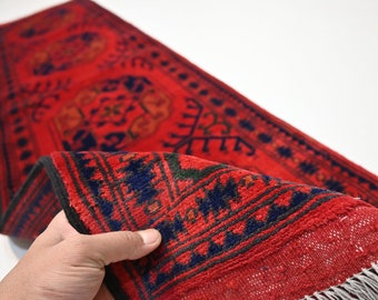 40x150 cm Afghansk Bukhara-matta 50 x 160 cm Fantastisk elefantfotdesign / Orientalisk turkmensk matta / Köksmatta / Kontorsmatta / Hallmatta 2x5