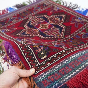 Alfombra antigua de los años 20/alfombra grande con funda de cojín de 2x3 pulgadas, hecha a mano, de lana, afgana, vintage, geométrica, funda de almohada, alfombra oriental, decoración del hogar, regalo de cumpleaños