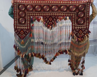 Alfombra Jalar antigua de los años 20 para colgar en la pared, 100% lana hecha a mano / Alfombra antigua turcomana Waziri Bukhara de 173 x 193 cm / Alfombra tribal oriental
