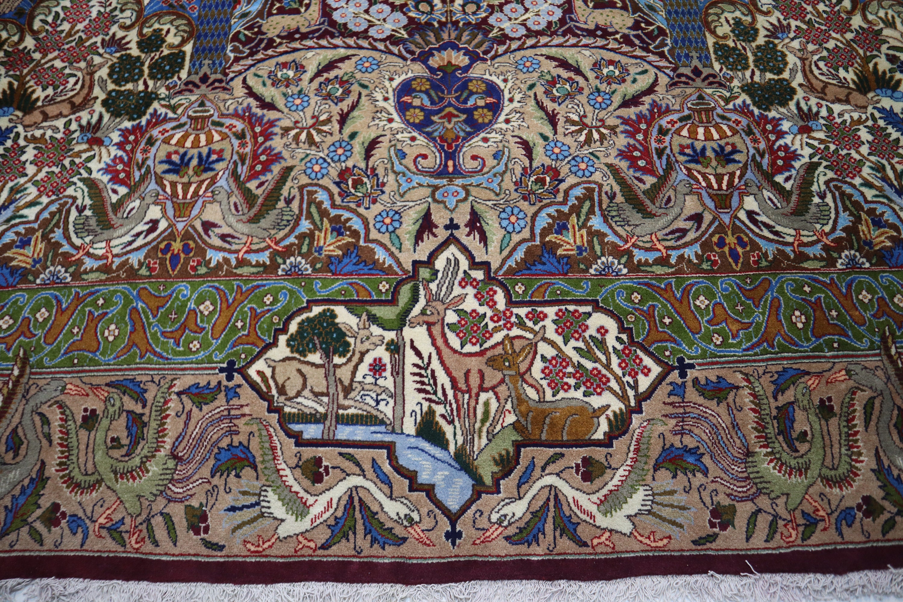 Collectors Piece Large Pictorial Rug 10x13 ft Afghan Handmade 1960s Antique Rug/ One of a kind Rug/ Unbelievable Animals Art deco Carpet