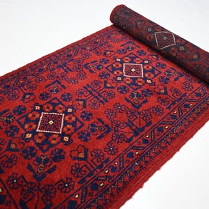 5 ft Runner Rug/ 1&#39;9x5&#39;0 ft Top Quality Afghan Bukhara Rug/ Turkmen Handmade Wool Rug/ Khal Mohammadi Kitchen Runner/ 2x5 Hallway Runner Rug