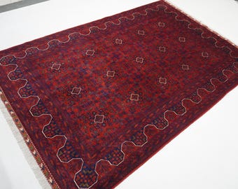 Tappeto afgano 6x8 170 x 260 cm Tappeto tribale turkmeno Bukhara/Tappeto fatto a mano in lana pregiata/Tappeto con motivo vintage/Tappeto orientale/Tappeto per camera da letto e soggiorno