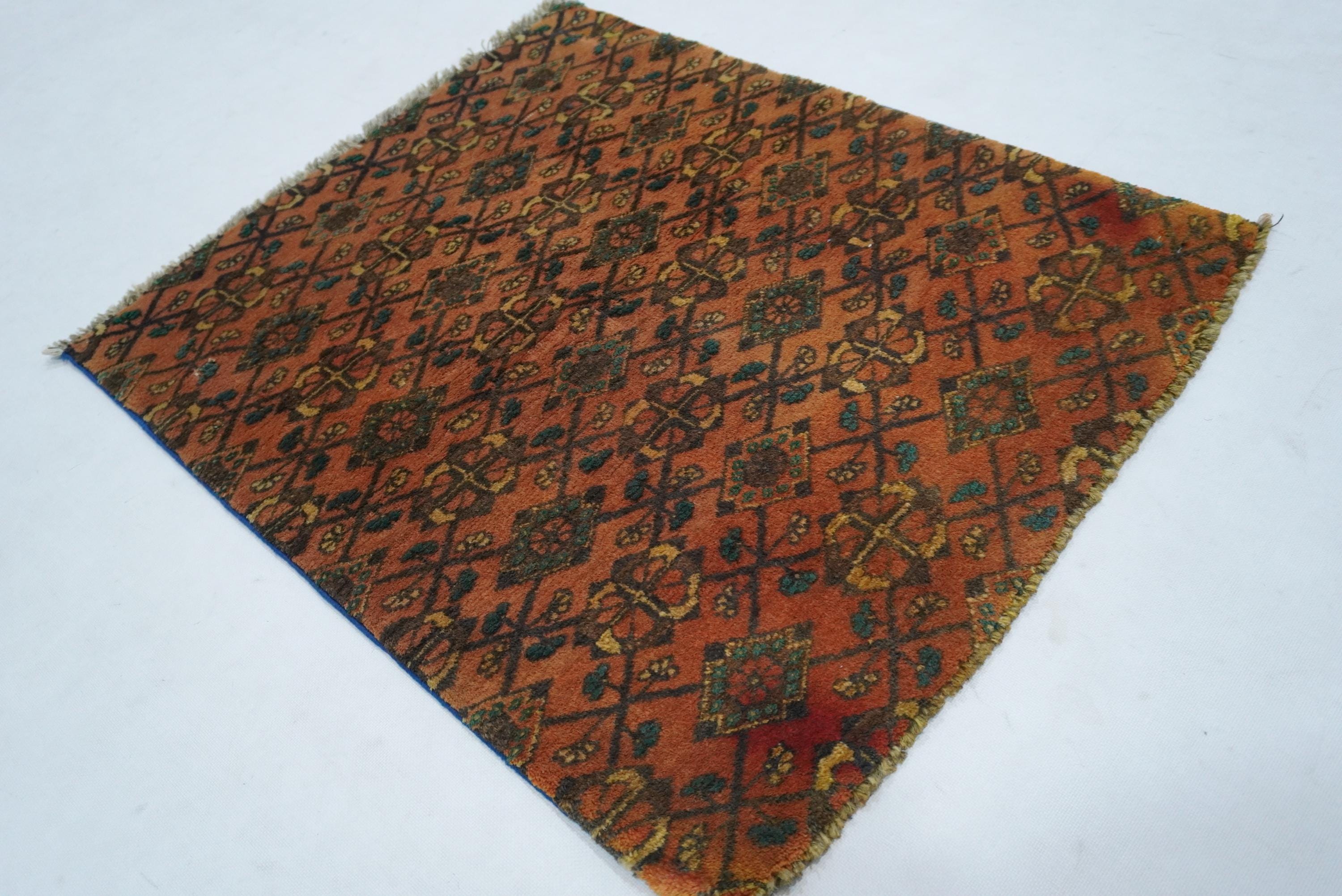 2'0x2'5 ft Afghan Bashiri Rug/ Antique Terracotta Rug/ Turkmen