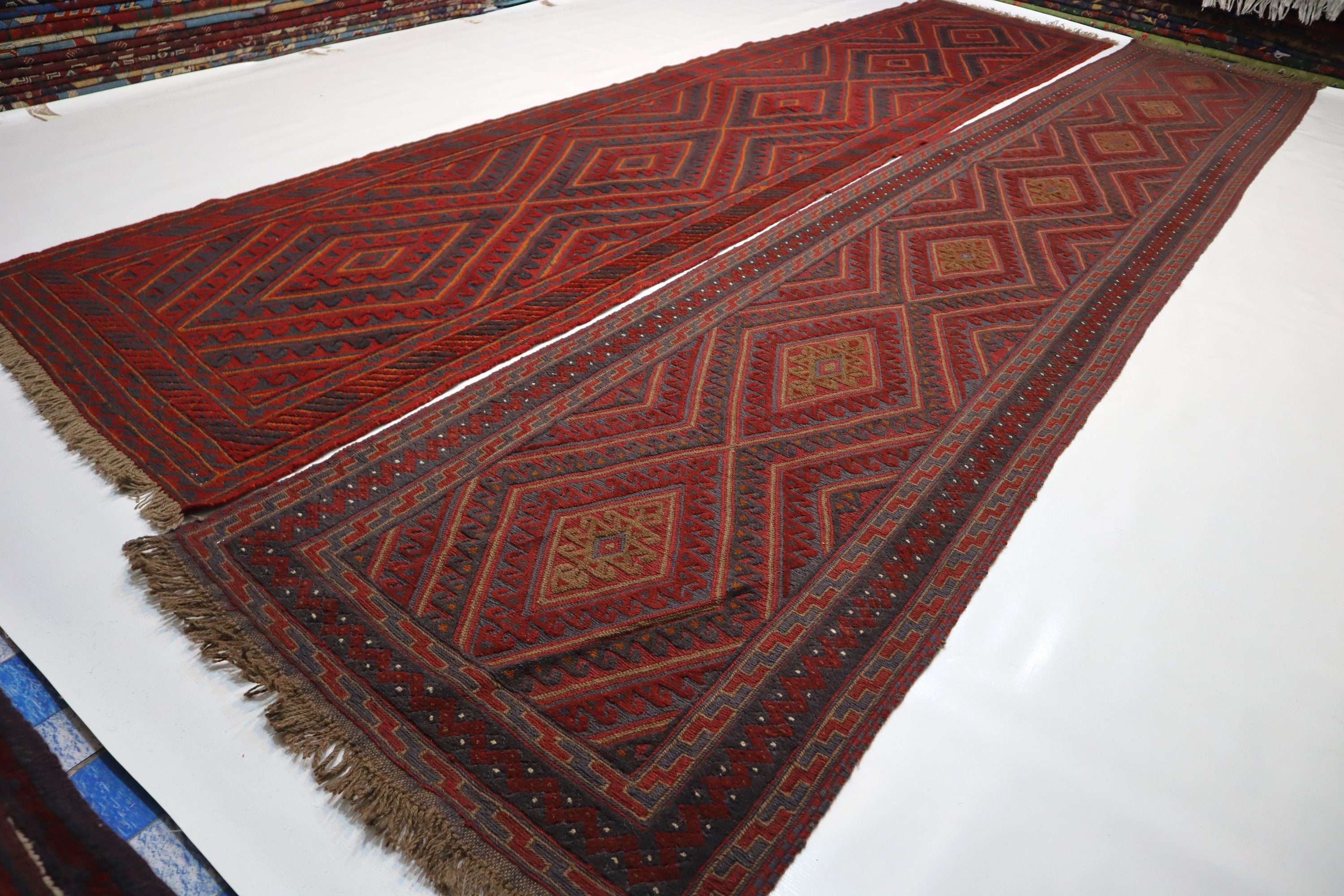 2ピースセット 2'5x13'3フィート ヴィンテージ マシュワニラグ