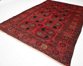 4 x 6フィートのアンティークエルサリラグ、アフガニスタンの