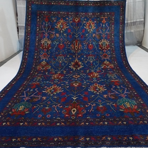 7x10 Tappeto Bijdar Blu / Tappeto di lana annodato a mano afghano / Tappeto Sultani Oushak / Tappeto moderno turkmeno / Tappeto di area tradizionale / Tappeto da ufficio / Tappeto da camera da letto
