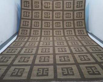 10x13 Large Natural Rug/ Handmade Wool Rug/ Afghan Flatweave Kilim Rug Modern Gabbeh Rug/ Turkmen Tribal Rug/ Vegetable dyes Traditional Rug