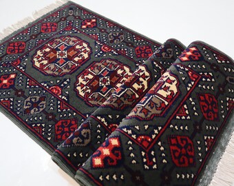 Tappeto afghano Ersari Bukhara verde scuro 50 x 150 cm, splendido tappeto in lana a pelo morbido/tappeto orientale turkmeno/passatoia per corridoio/cucina ufficio 2x5