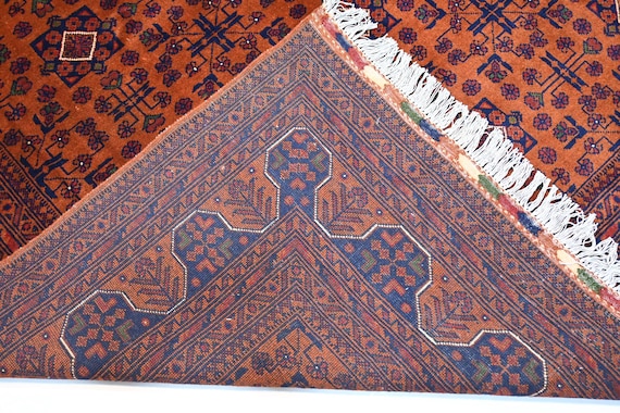 Orange Bukhara Rug 7x10 Turkmen Khal Muhammadi Fine Wool Rug