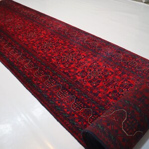 20 ft Runner Rug/ Super Fine Quality Bukhara Rug 2&#39;10x20 ft Afghan Handmade Wool Hallway Runner/ Turkmen Tribal Rug/ Red Stair Treads Runner