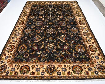 7x10 Black rug/ Afghan Fine Quality Wool Rug/ Handmade Ziegler Oushak Rug/ Oriental Rug/ Natural Veg dyes Rug/ Living Room/ Dining Table Rug