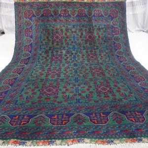 5x7 Dark Green Bukhara Rug/ Afghan Hand Knotted Wool Rug/ Turkmen Modern Rug/ Traditional Super Fine Area Rug/ Living Room Rug/ Bedroom Rug