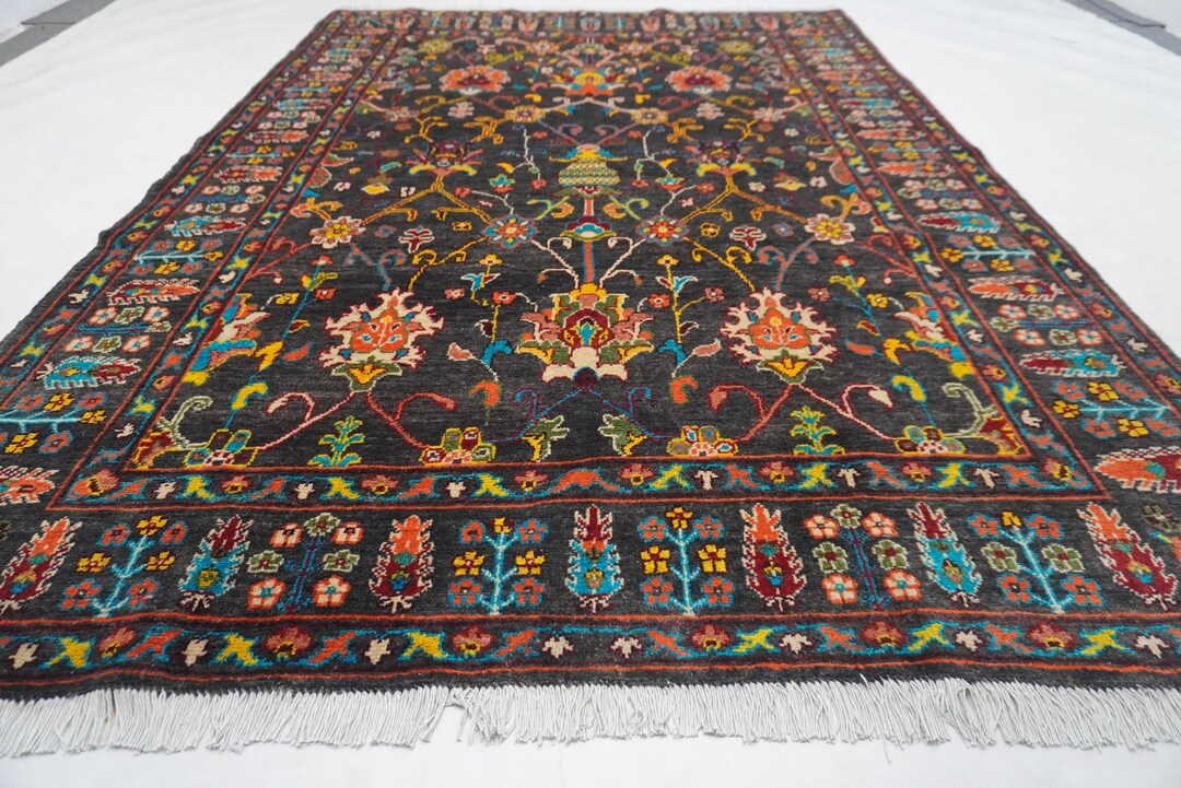 6x8 Chocolate Brown Bijdar Rug/ Afghan Handmade Wool Area Rug/ Kids ...