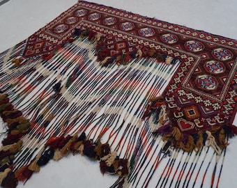 Alfombra Jalar antigua para colgar en la pared, 1,73 m x 1,93 m, 100 % hecha a mano, estilo turcomano antiguo, floral, Rez Maye, decoración de pared, tribal, oriental